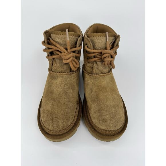 UGG Neumel Chestnut Suede Lace-Up Chukka Boots Women’s 6 Sheepskin Lined - Picture 3 of 14